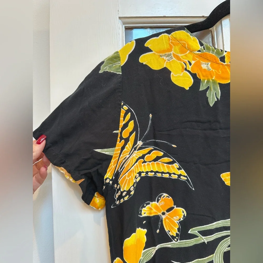 Vintage Peppermint Bay Y2K Midi Maxi Dress Butterfly Floral Resort Beach Size XL - Picture 4 of 13